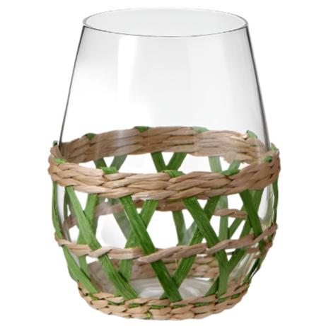 Cattail Straw Lattice Stemless Wine Glass - 16 oz.