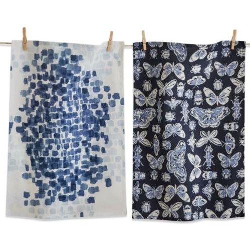 Butterfly & Seaglass Blue Cotton Dishtowel Set - 2 pc.