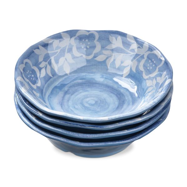 Cottage Melamine Bowl, Blue - Set of 4