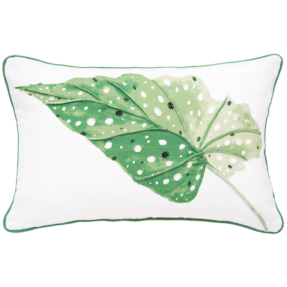 Embellished Begonia Leaf Throw Pillow - 14" x 22"