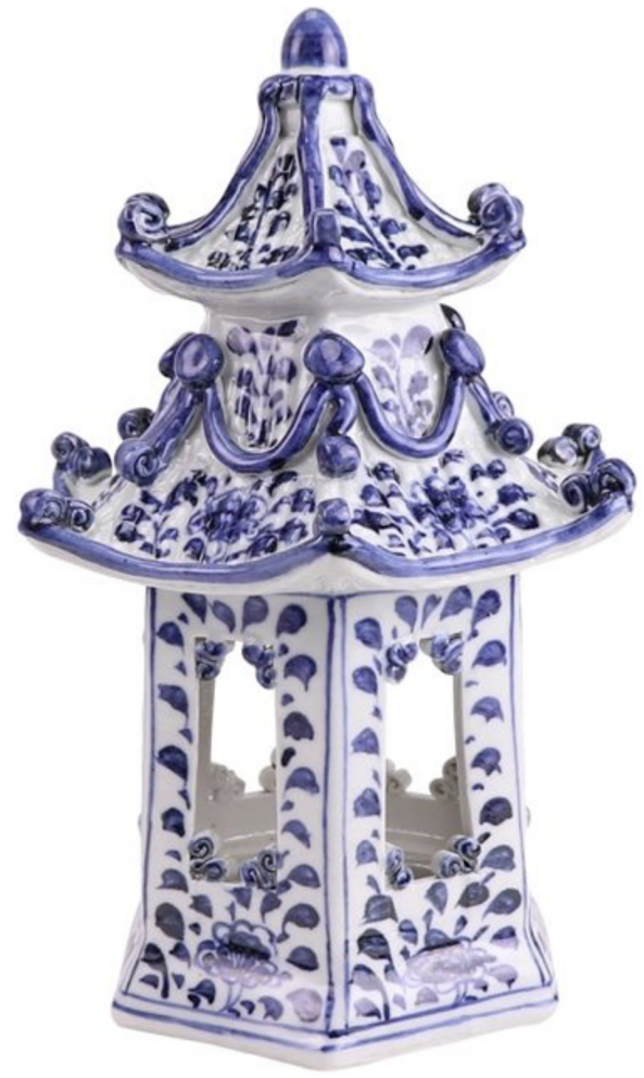 Enchanted Home Blue & White Decorative Porcelain Pagoda - 12"