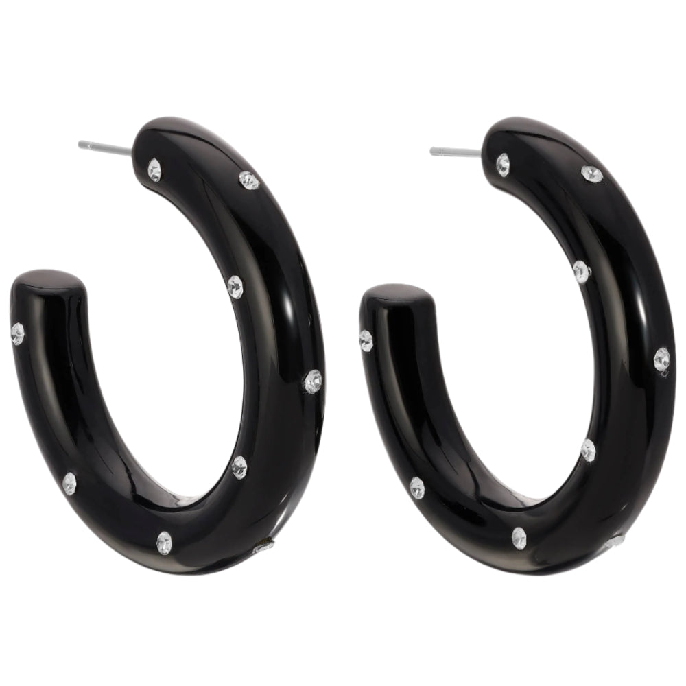 Splendid Iris Resin Rhinestone Hoop Earrings