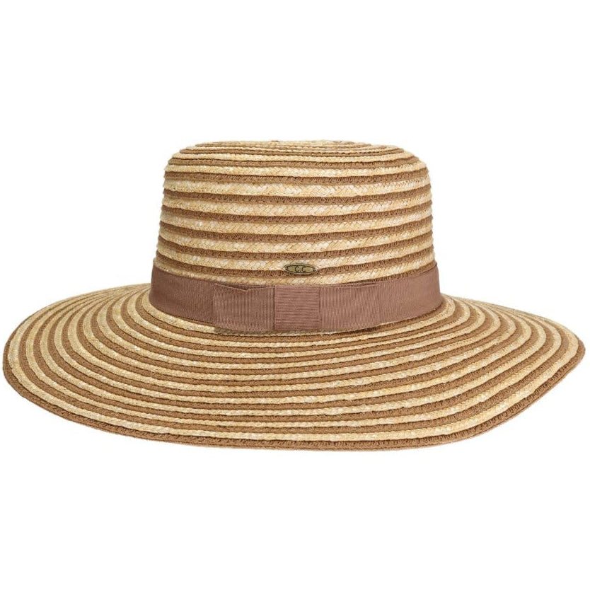 CC Striped Boater Style Sun Hat