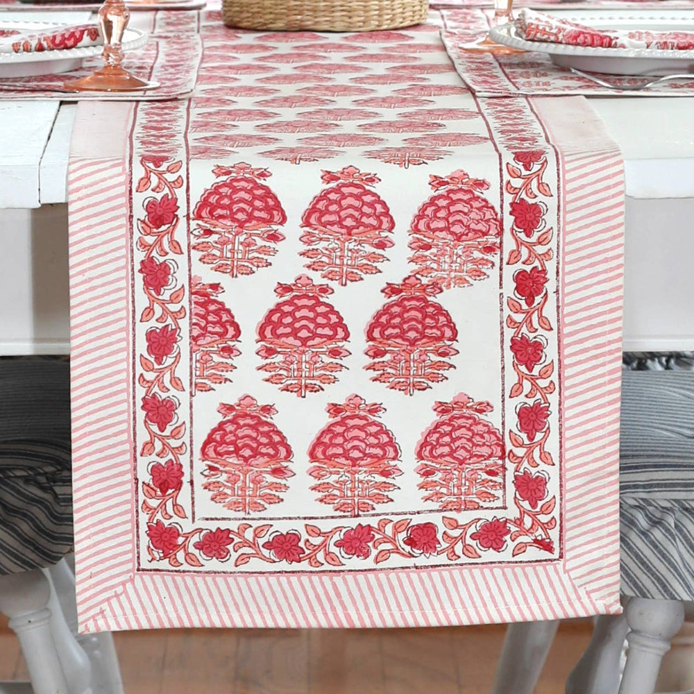 Pacific & Rose Block-Printed Cotton Table Runners - 14" x 90"