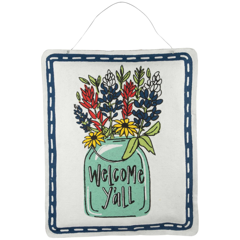 Glory Haus "Welcome Y'all" Texas Wildflowers Burlee - 21.5" x 26"