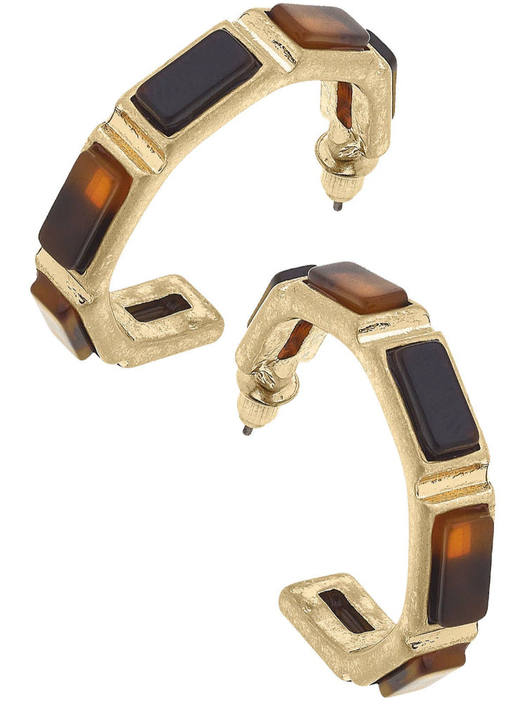 Canvas Style Halston Tortoise Resin Hoop Earrings