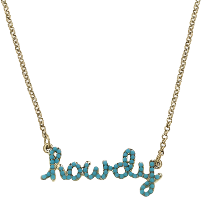 Canvas Style "Howdy" Turquoise Stud Script Necklace