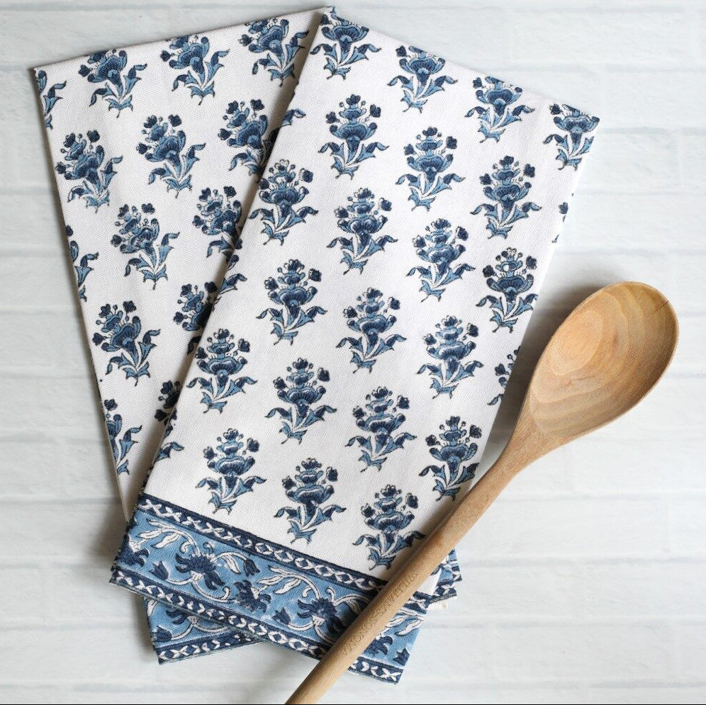 Pacific & Rose Block-Printed Cotton Kitchen Towels - 2 pc.