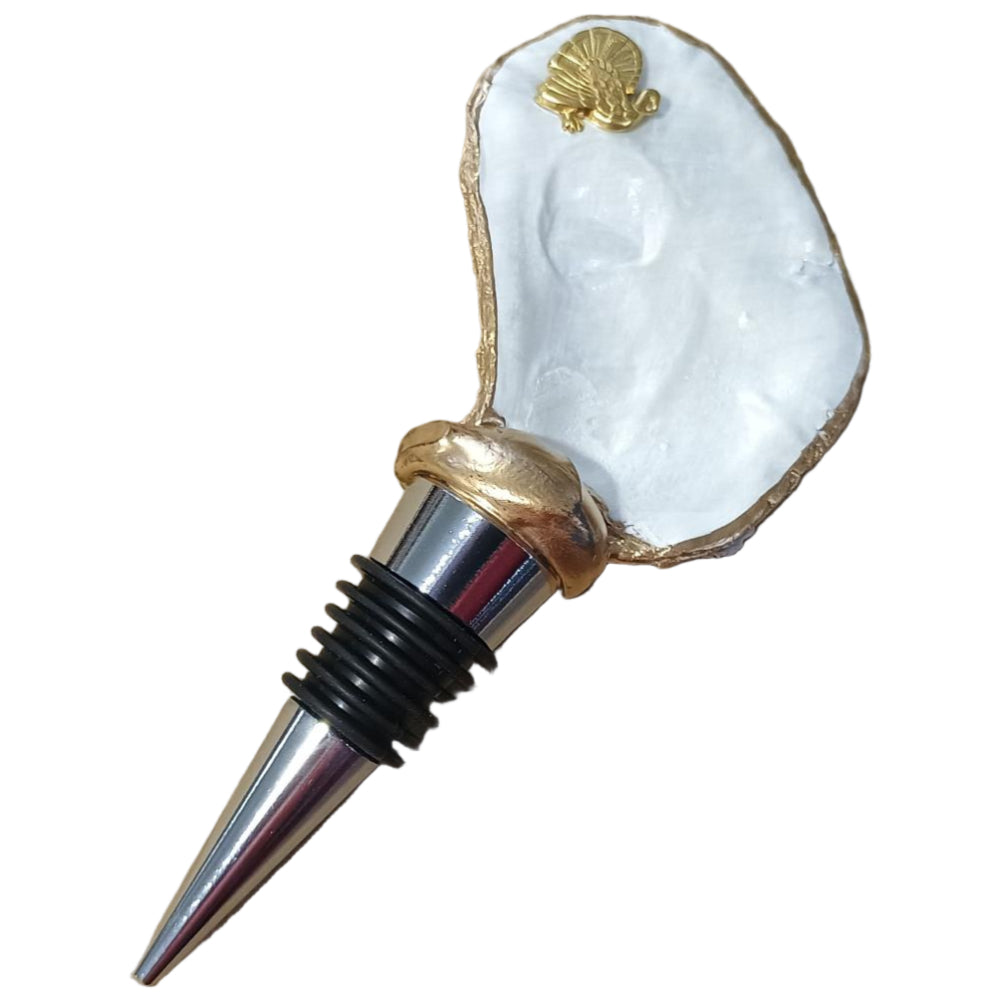Ten-Twenty-Six Gold-Rimmed Natural Oyster Shell Wine Stopper - 5"