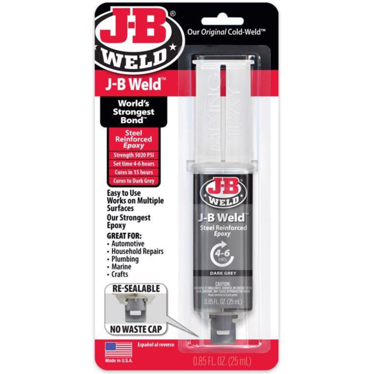 J-B Weld KwikWeld Steel-Reinforced Epoxy Syringe - 0.85 oz.