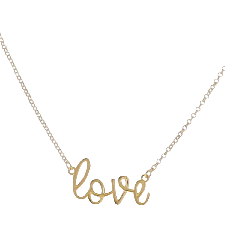 Jane Marie Gold "Love" Cursive Script Necklace