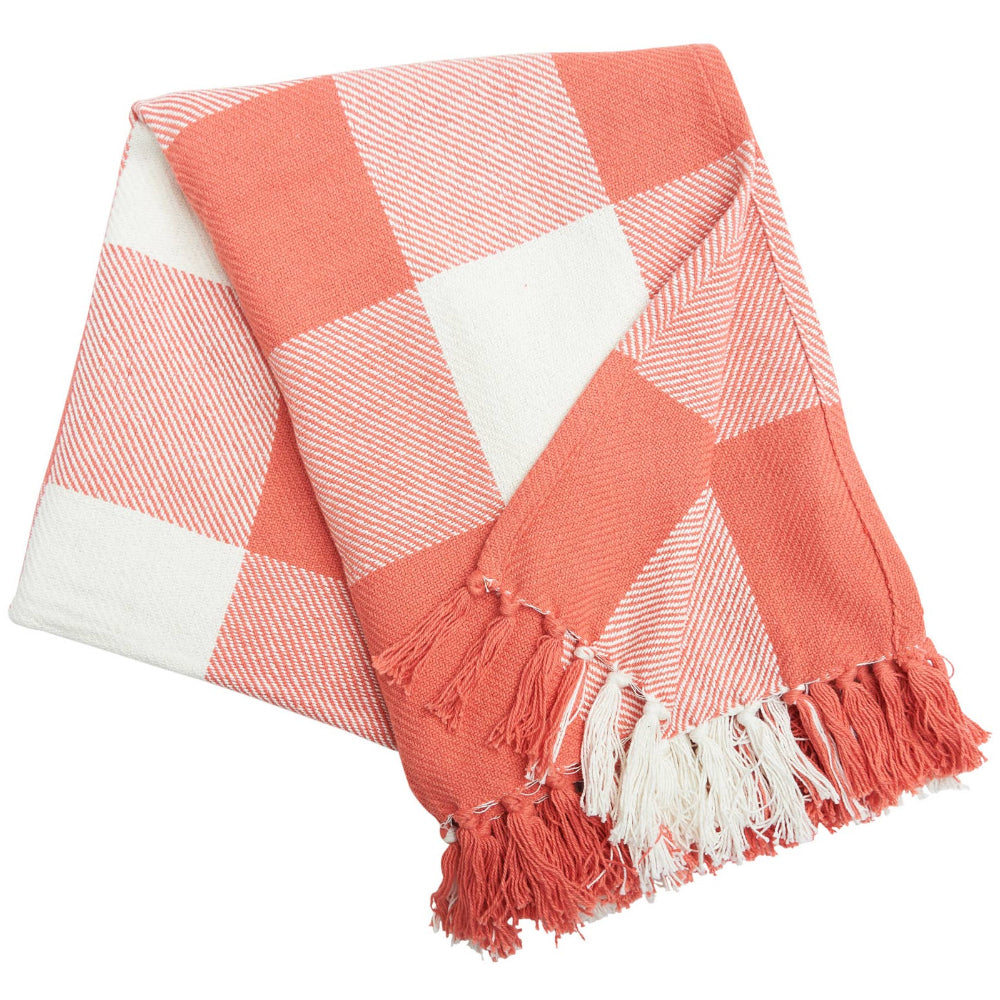 C&F Coral Franklin Check Cotton Throw Blanket - 50" x 60"
