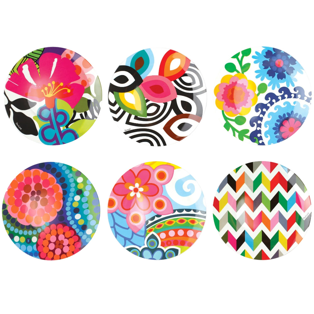 French Bull Abstract Melamine Dinner Plates - 6 pc.