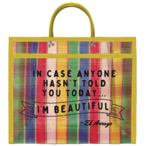 El Arroyo "I'm Beautiful" Mesh Beach Tote - 12.5" x 15.75"