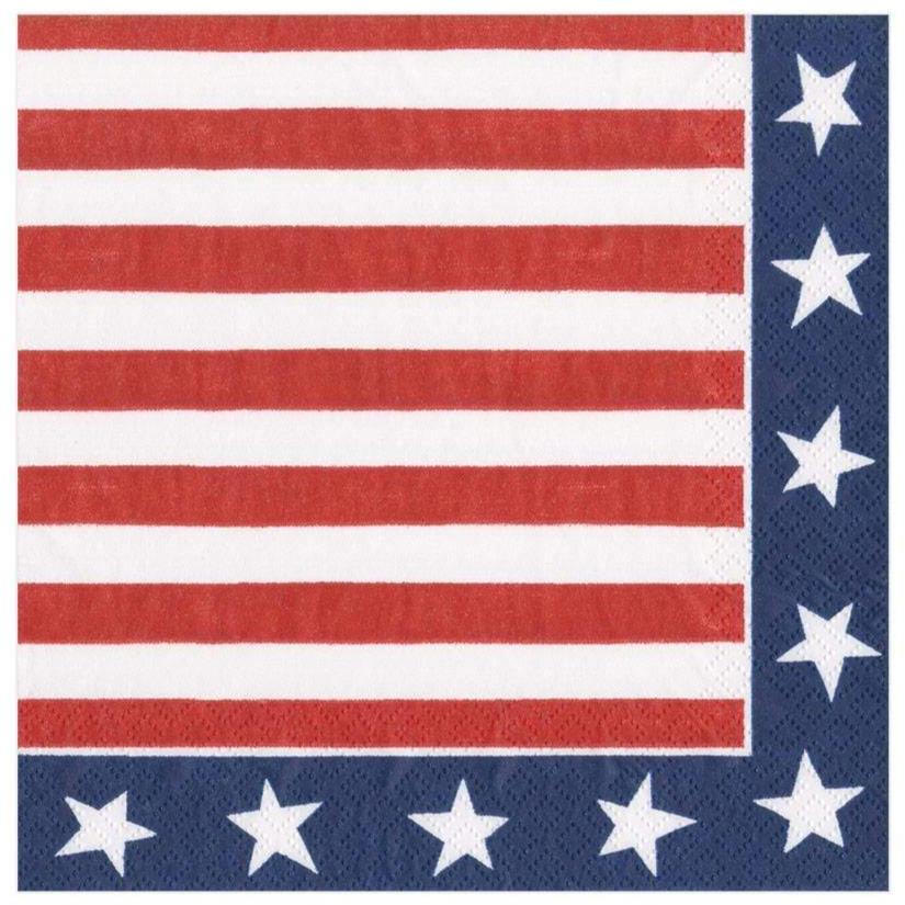 Caspari Red, White, & Blue USA Flag Motif Paper Napkins