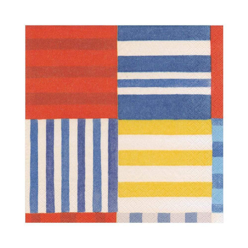 Striped Patchwork Paper Napkins in Blue