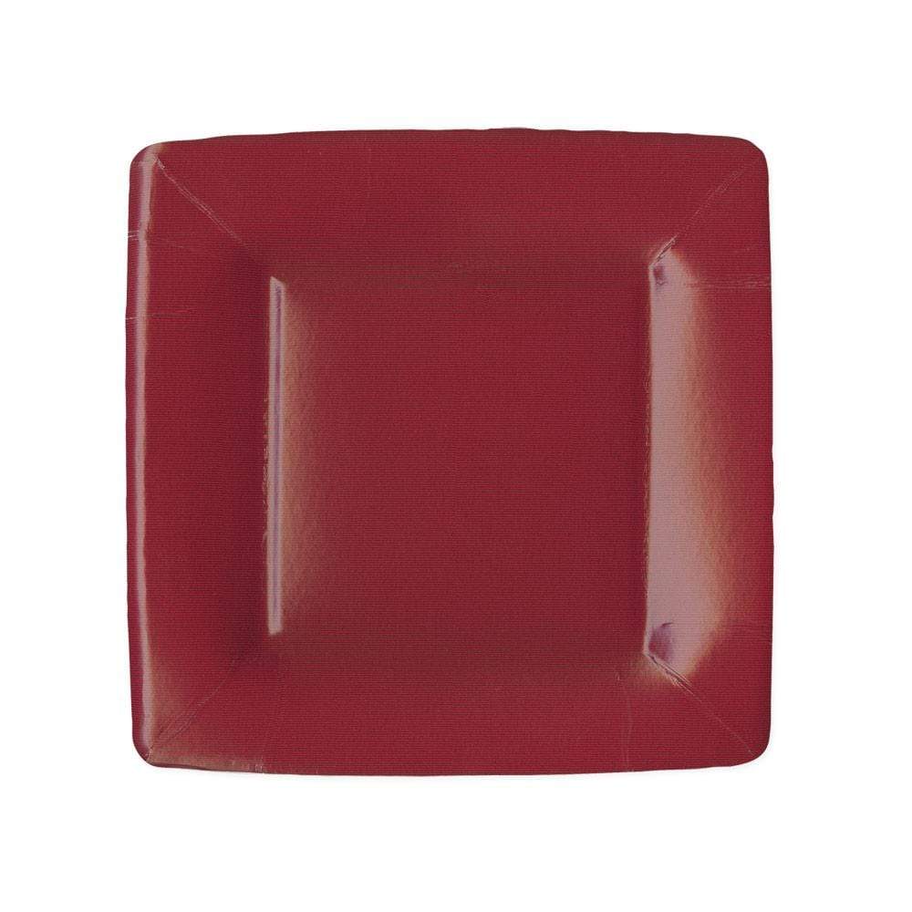 Caspari Grosgrain Square Paper Plates (Cranberry)