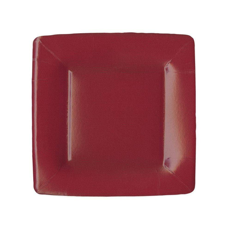 Grosgrain Square Paper Plates, Cranberry
