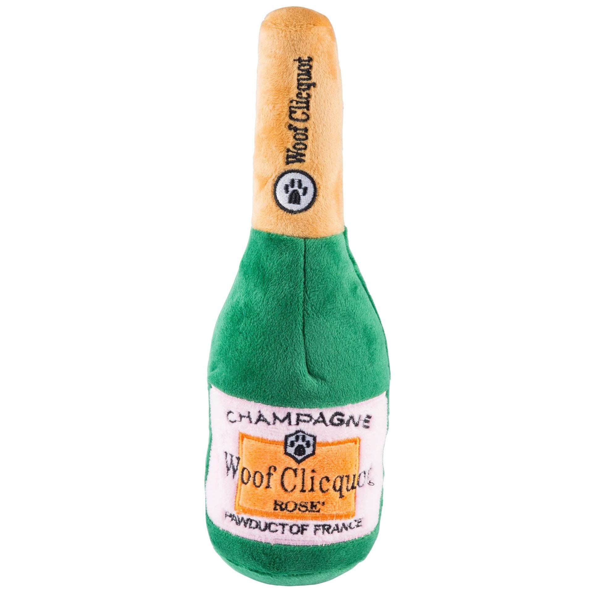 "Woof Clicquot Rosé" Plush Champange Dog Toy