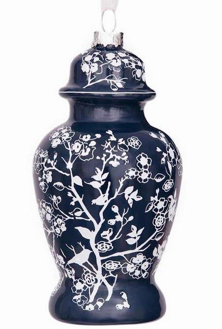 Enchanted Home Navy Chinoserie Jar Ornaments - 5"