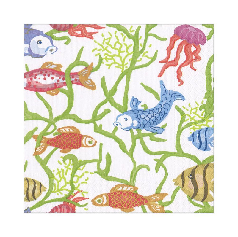 Tropical Reef Paper Napkins in White