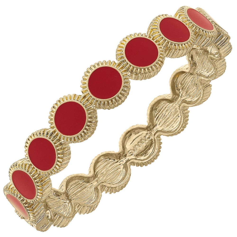 Canvas Style Bianca Fluted Enameled Disc Bangle (Red)