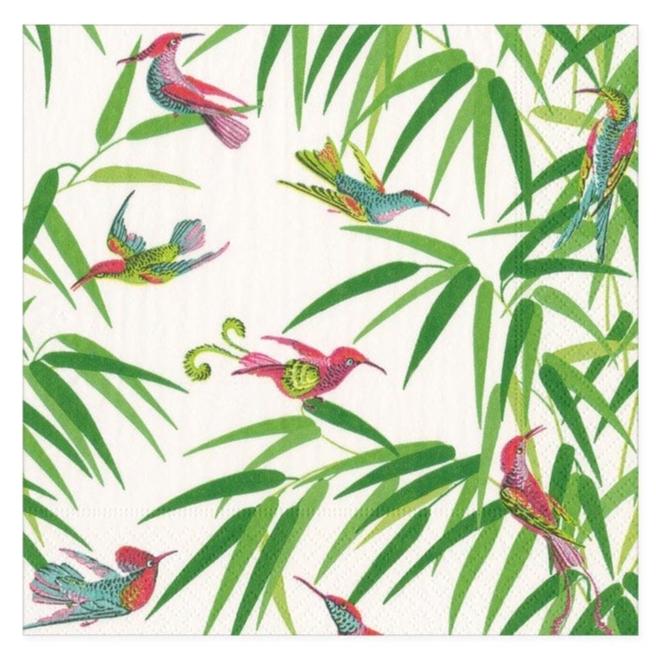 Caspari Birds in Paradise (White) Paper Napkins