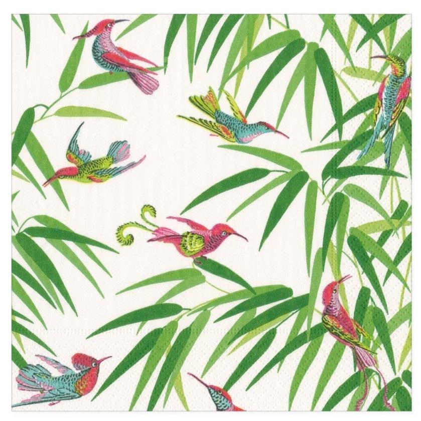 Caspari Birds in Paradise (White) Paper Napkins