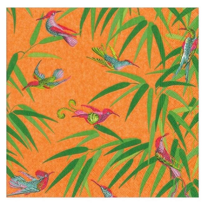 Caspari Birds in Paradise (Orange) Paper Napkins