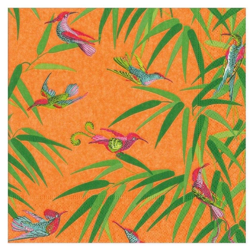 Caspari Birds in Paradise (Orange) Paper Napkins