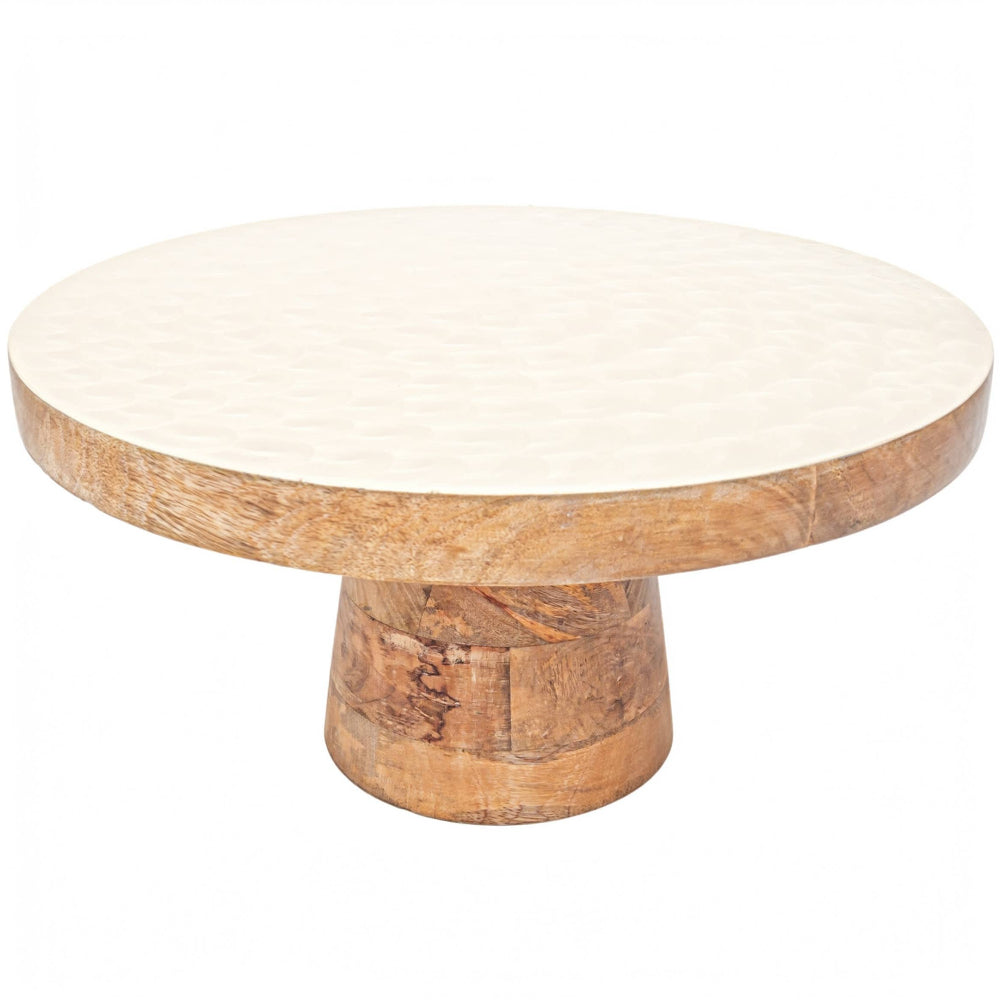 Boston International Wooden Mother of Pearl Cake Stand - 14"