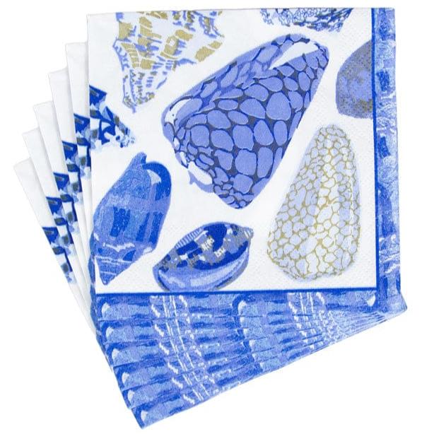 Caspari Coquillage Blue Paper Napkins