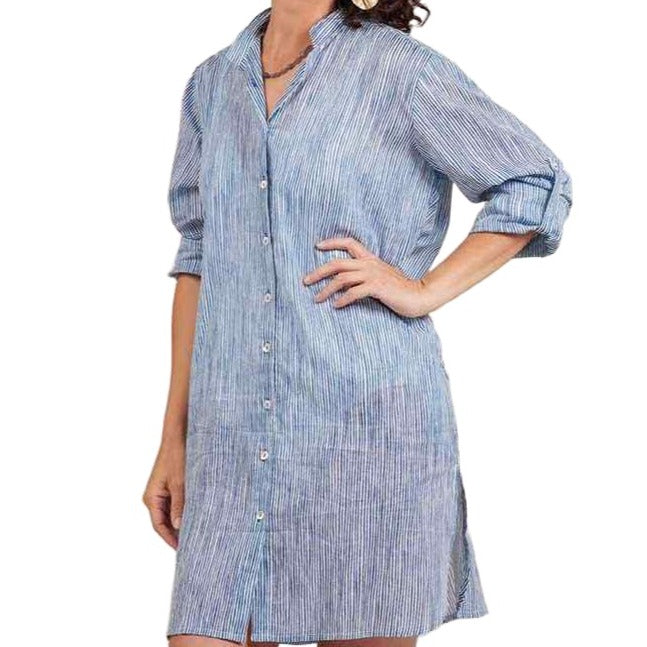 RockFlowerPaper Suri Navy Button Down Beach Tunic