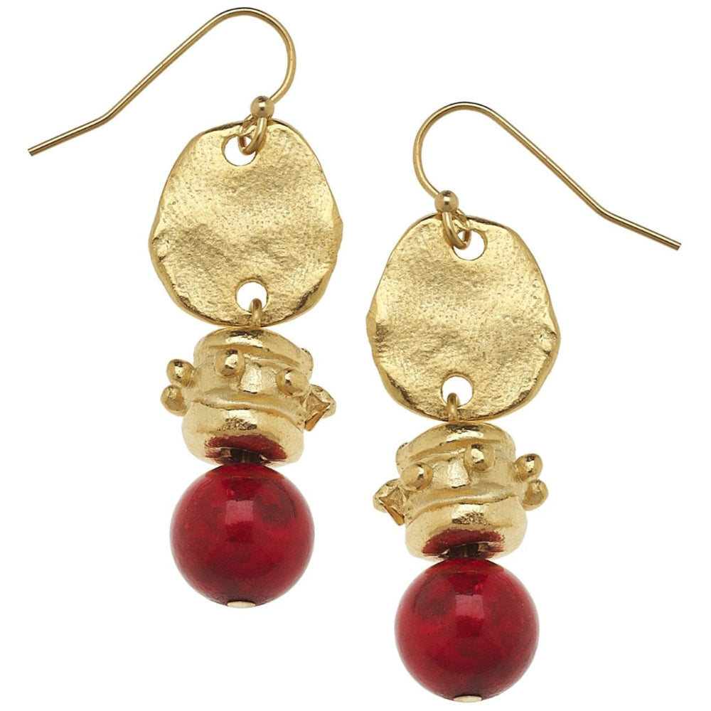 Susan Shaw Red Coral Stone Bentley Earrings