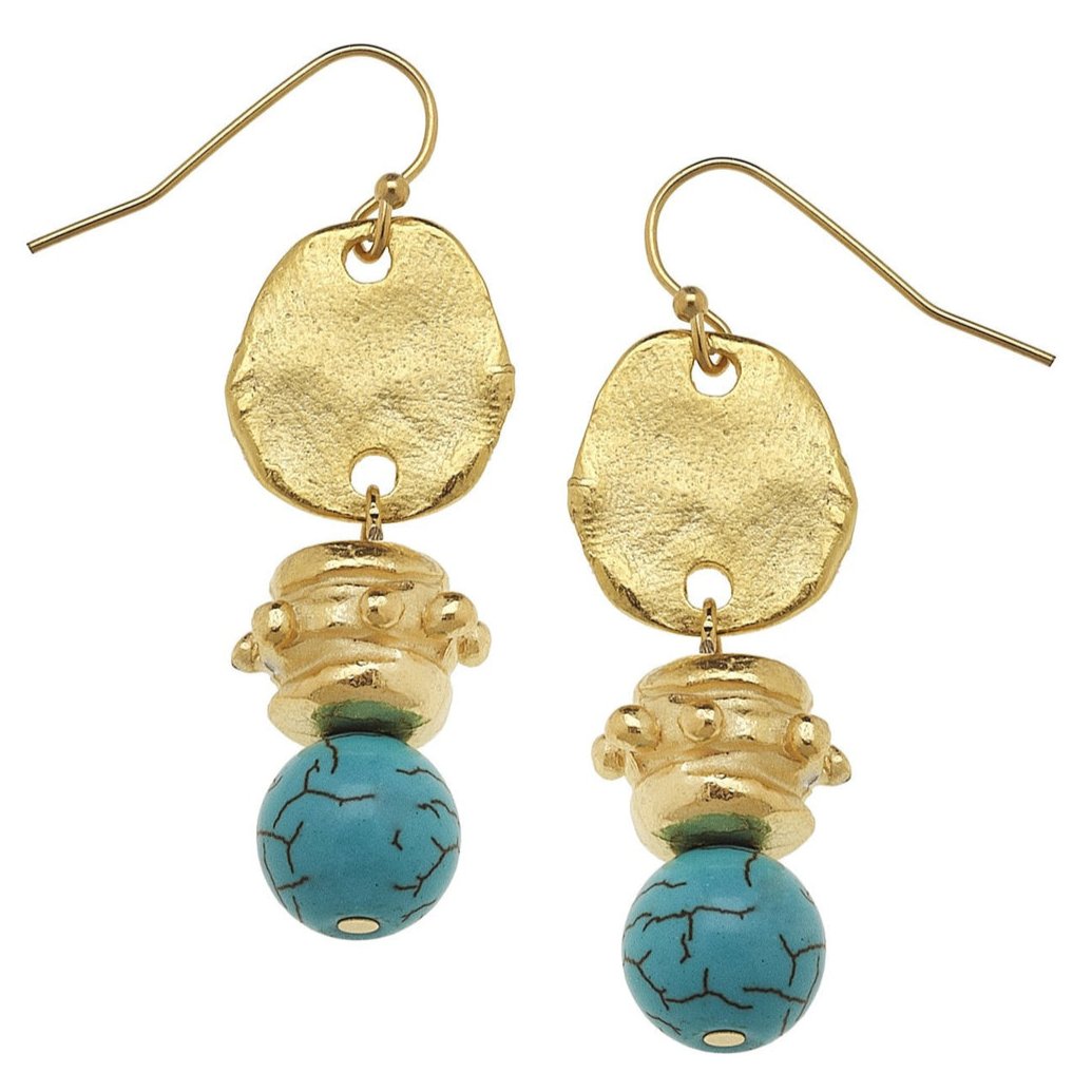 Susan Shaw Turquoise Gold Bentley Earrings
