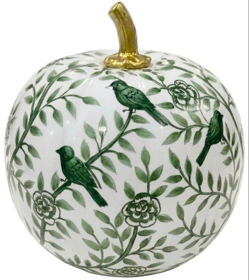 Enchanted Home Hand-Painted Metal Bird & Vine Pumpkin - 4" & 8"