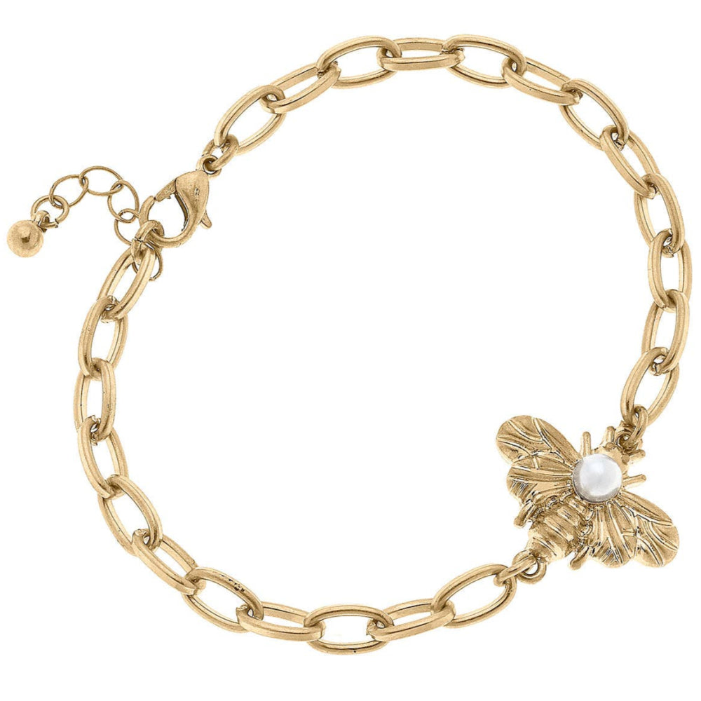 Canvas Style Calloway Bumble Bee & Pearl Chain Bracelet
