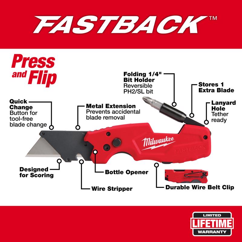 Milwaukee Fastback Folding 6-in-1 Utility Knife - 8 3/4"