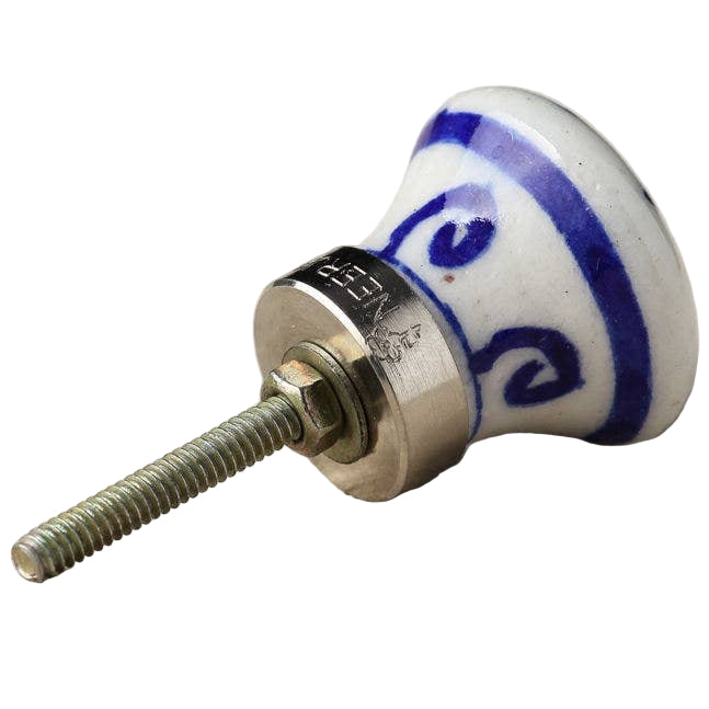 Knobco Blue & White Ceramic Sea Shell Knob - 1.5"
