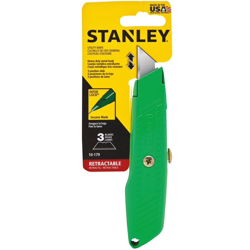 Stanley Retractable Utility Knife, Green - 5 3/8"