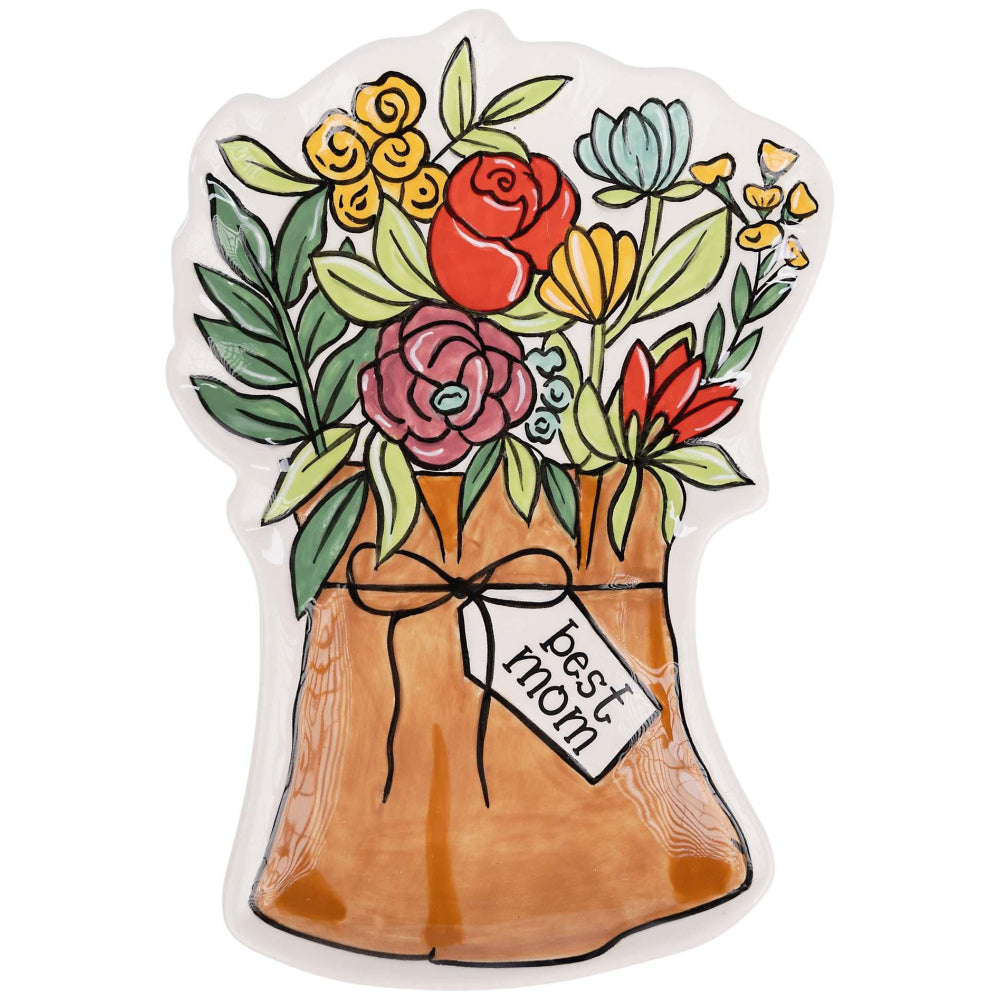 Glory Haus Ceramic "Best Mom" Floral Trinket Tray - 5" x 7.5"