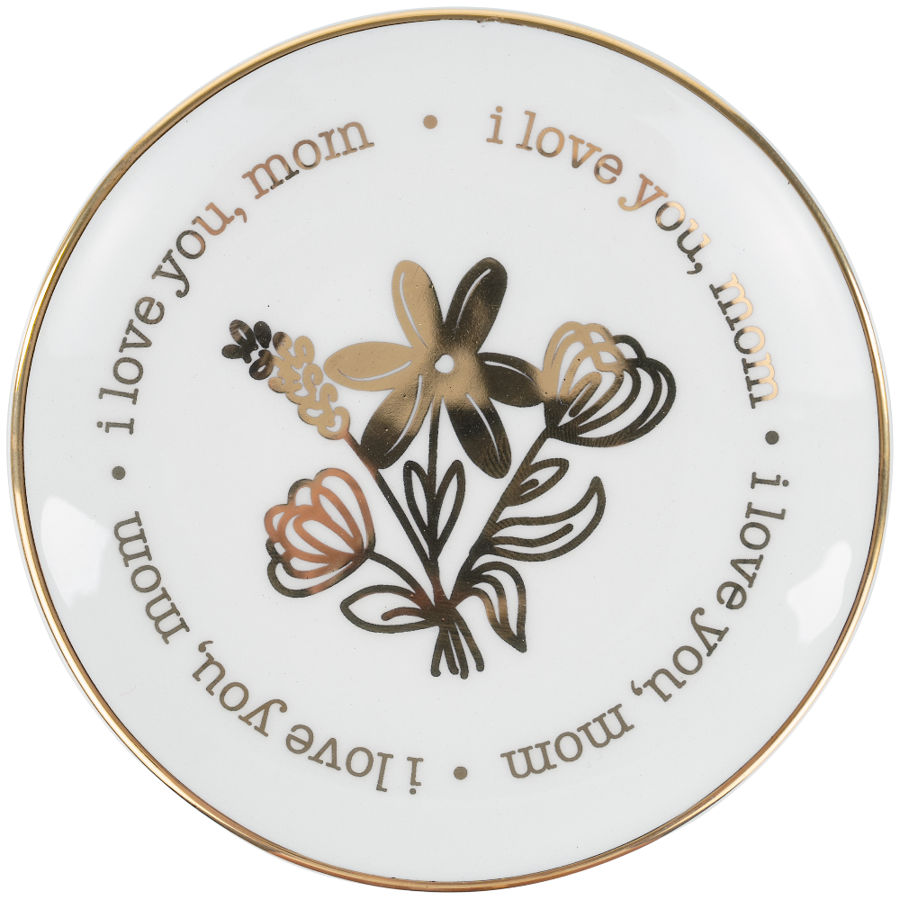Glory Haus "Love You, Mom" Gold-Rimmed Trinket Tray - 4.5"