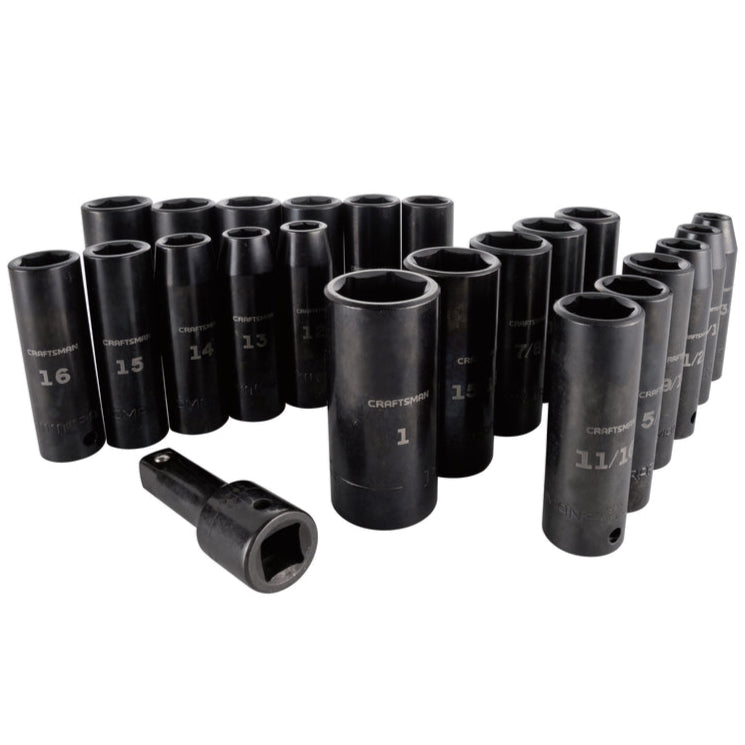 Craftsman 1/2" Drive Metric & SAE Deep Impact Socket Set w/ Case - 23 pc.