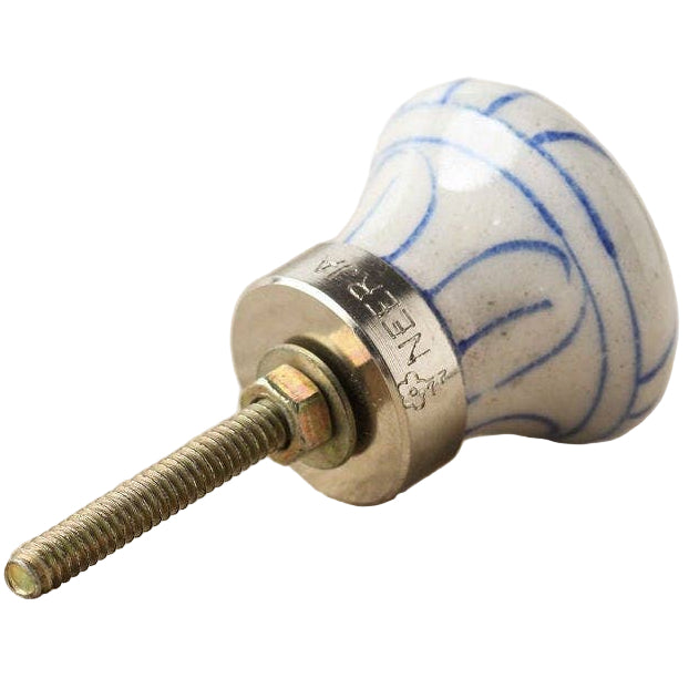Knobco Blue & White Ceramic Striped Knob - 1.5"