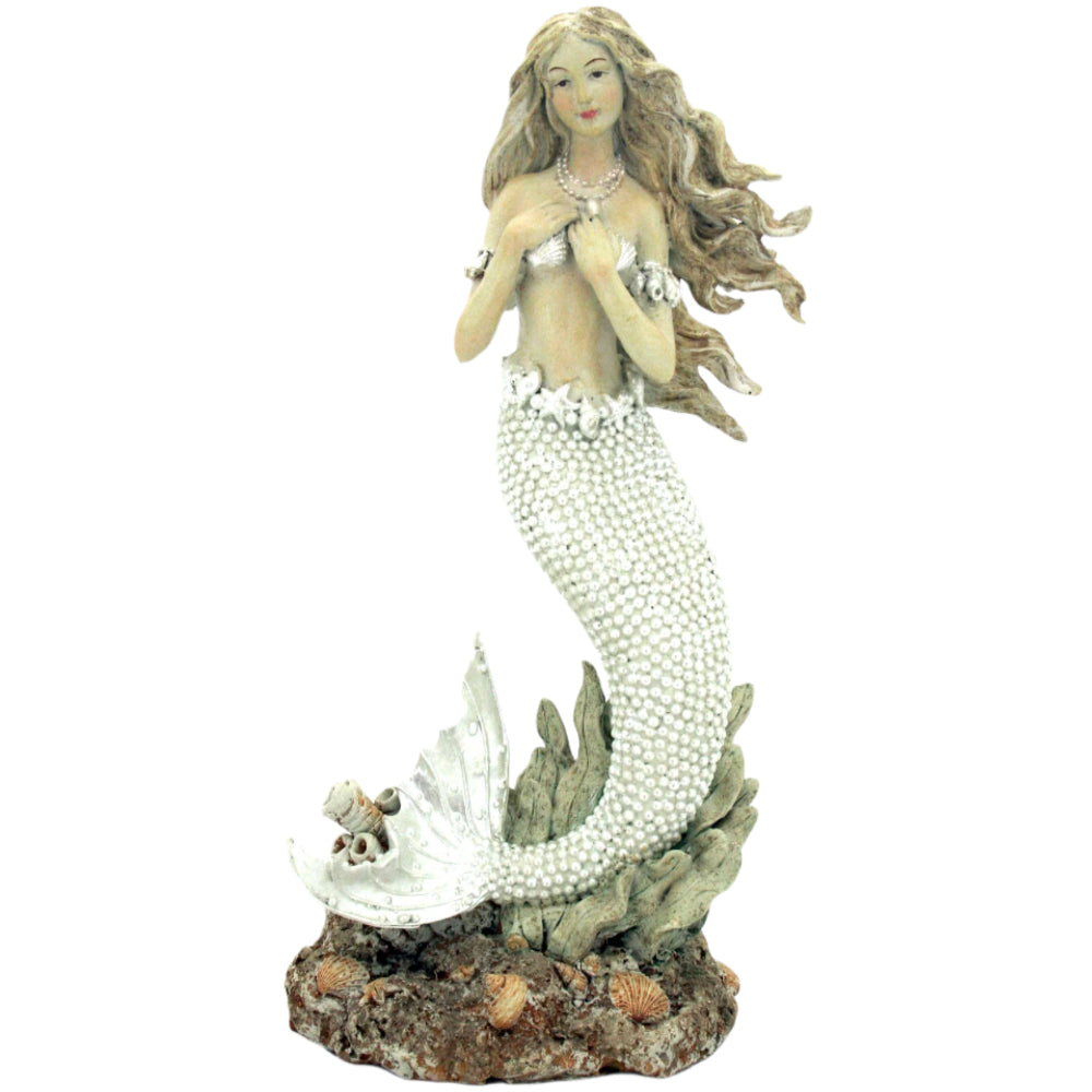 Modern Coastal Vintage-Style Resin Mermaid Statues