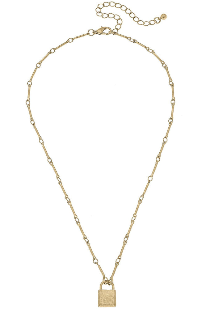 Canvas Style McKenna Gold-Plated Padlock Pendant Necklace