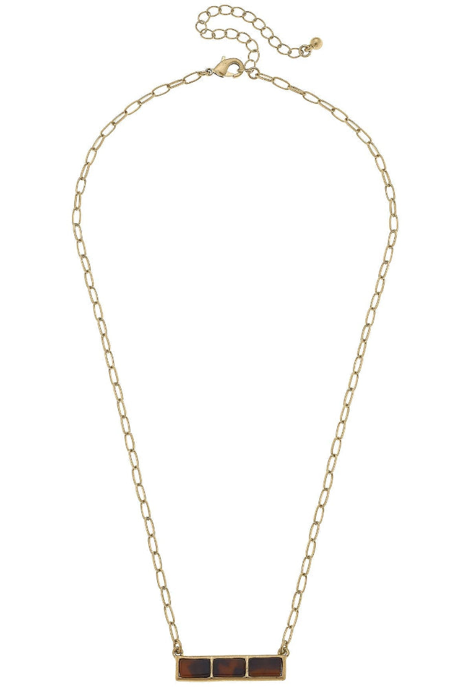 Canvas Style Halston Tortoise Shell Resin Bar Necklace