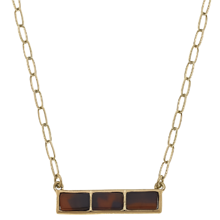 Canvas Style Halston Tortoise Shell Resin Bar Necklace