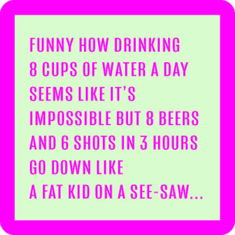 Drinks On Me Humorous Resin Drink Coasters - 4" x 4"