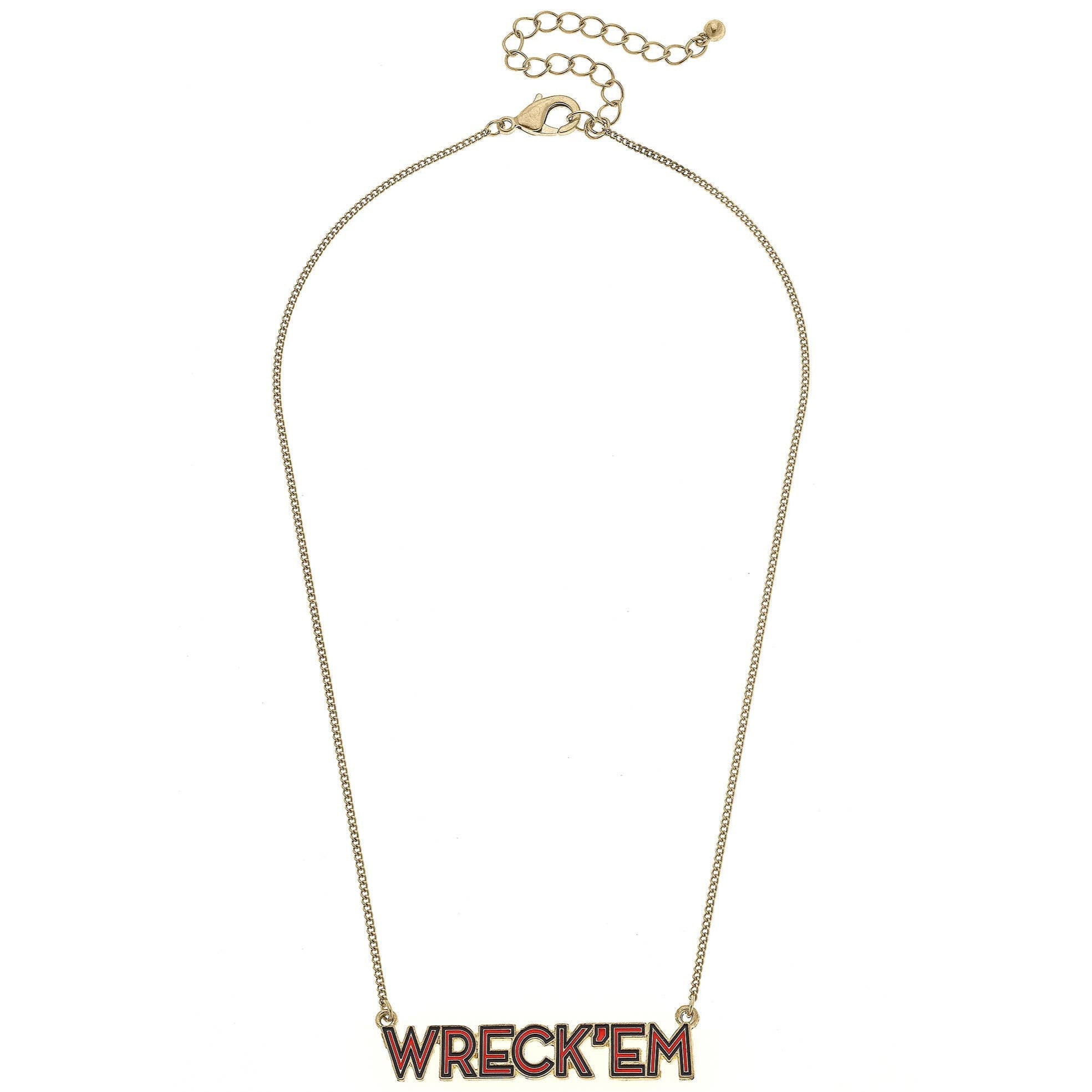 Canvas Style Texas Tech "Wreck 'Em" Enamel Script Necklace